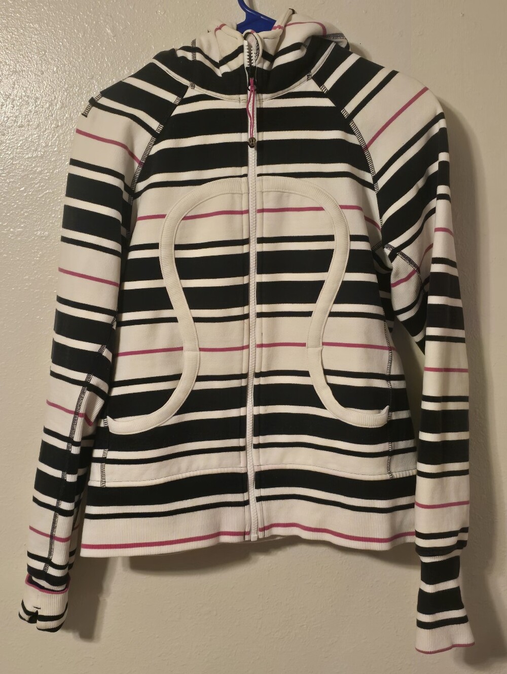 Lululemon Vintage Scuba Hoodie Stretch - Size 10 Traverse Stripe Pink/White